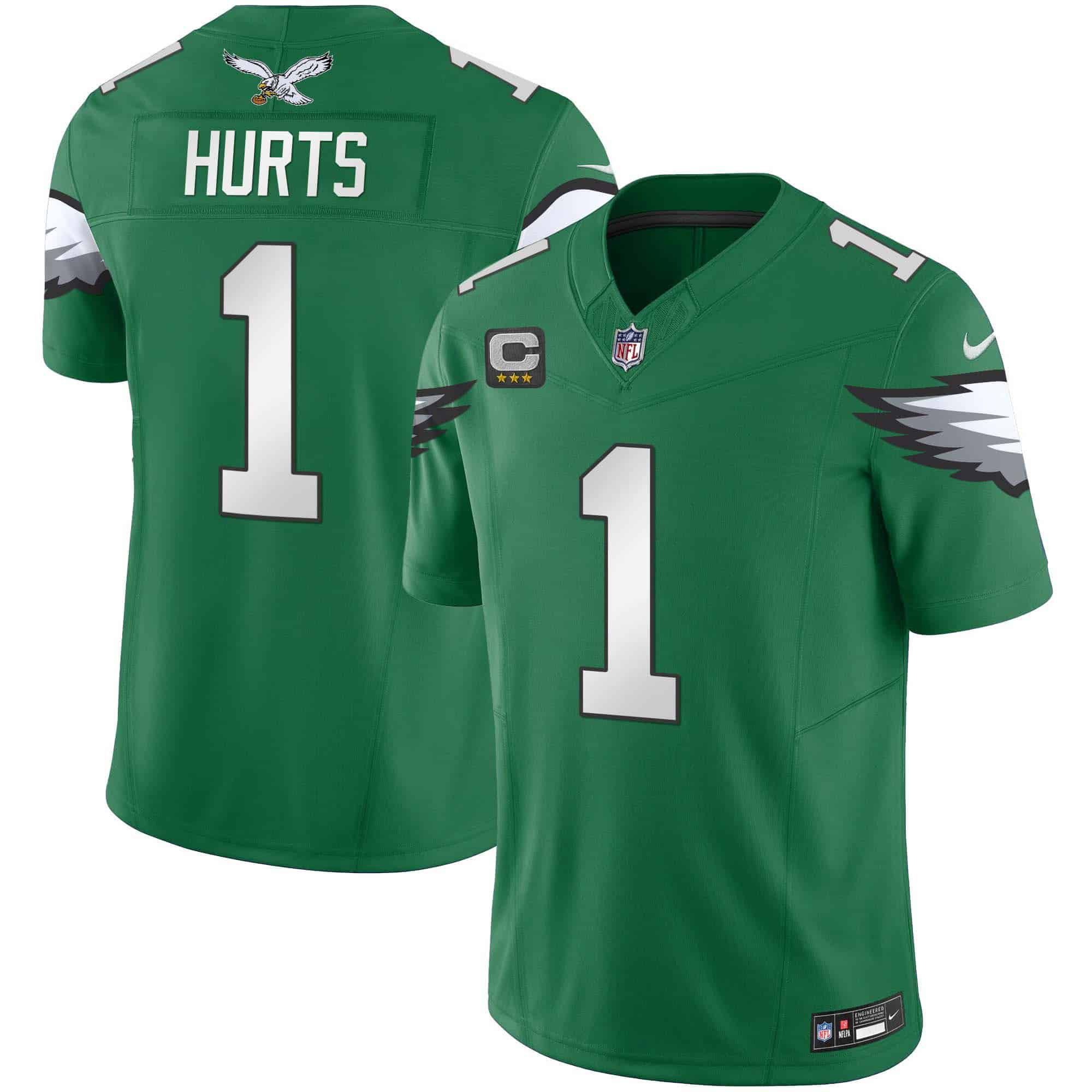 Men Philadelphia Eagles #1 Hurts Green 2024 Nike Vapor Limited NFL Jersey